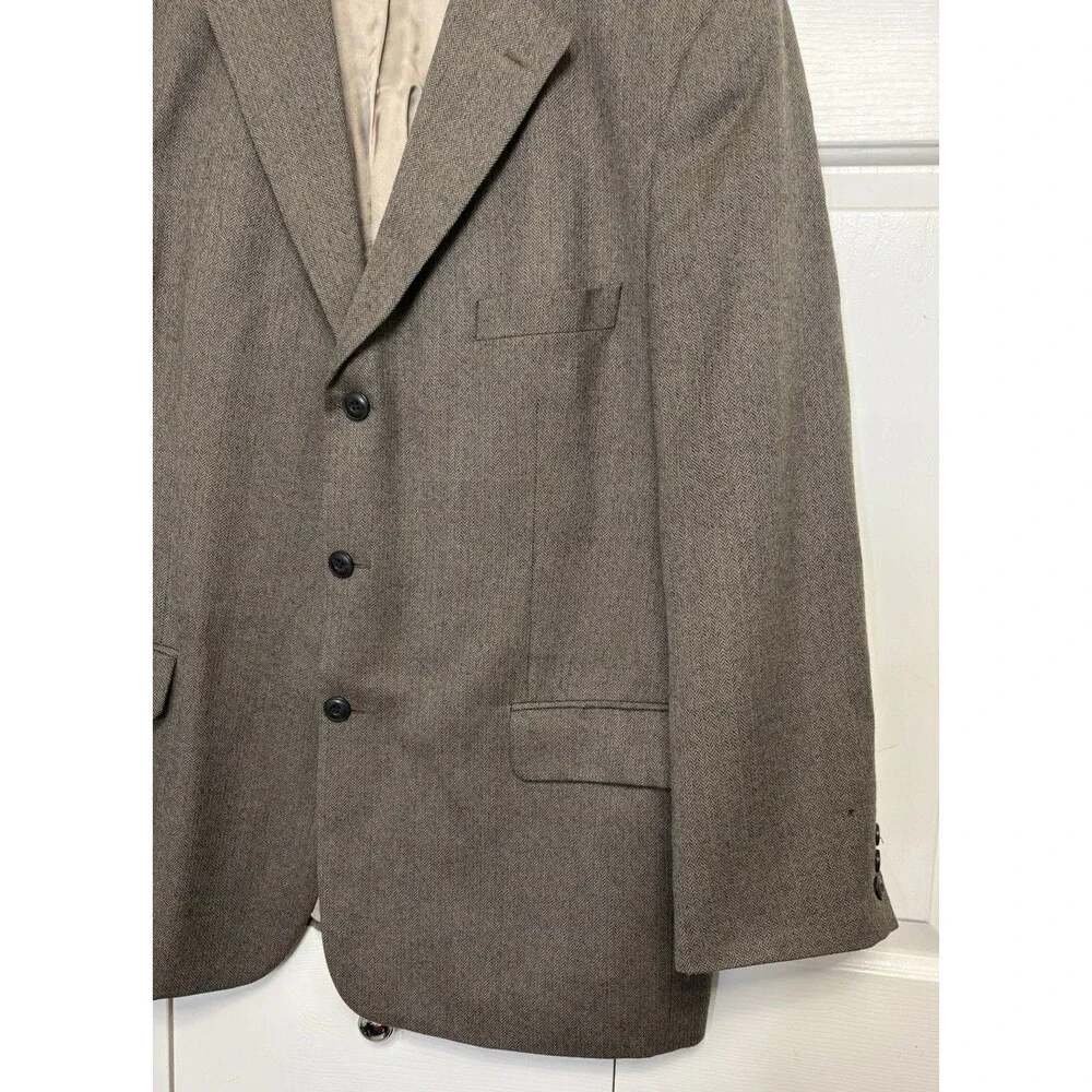 Vintage Fenzia Men's 46 Medium Blazer Brown 100% Wool  Sport Coat Made in Israel